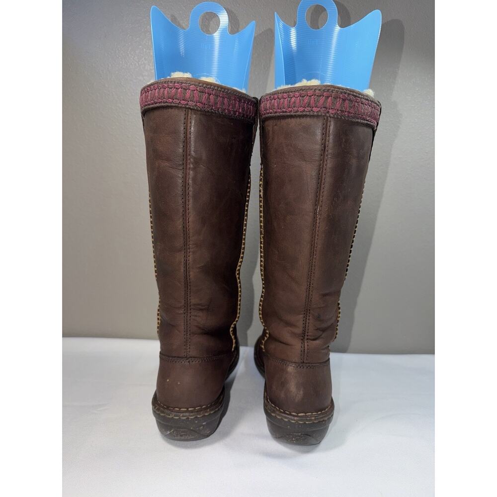 Ugg Swell Tall Brown Leather Shearling Lined Boots Size 8 - Picture 5 of 12